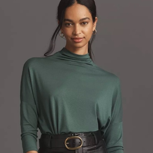 Anthropologie Tops - Anthropologie Green Turtleneck Dolman Top XL